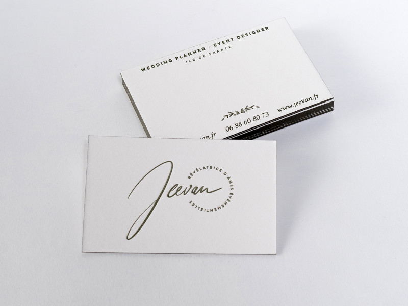 Cartes de visite réalisées pour l'agence de wedding planner et évènementiel JEEVAN.