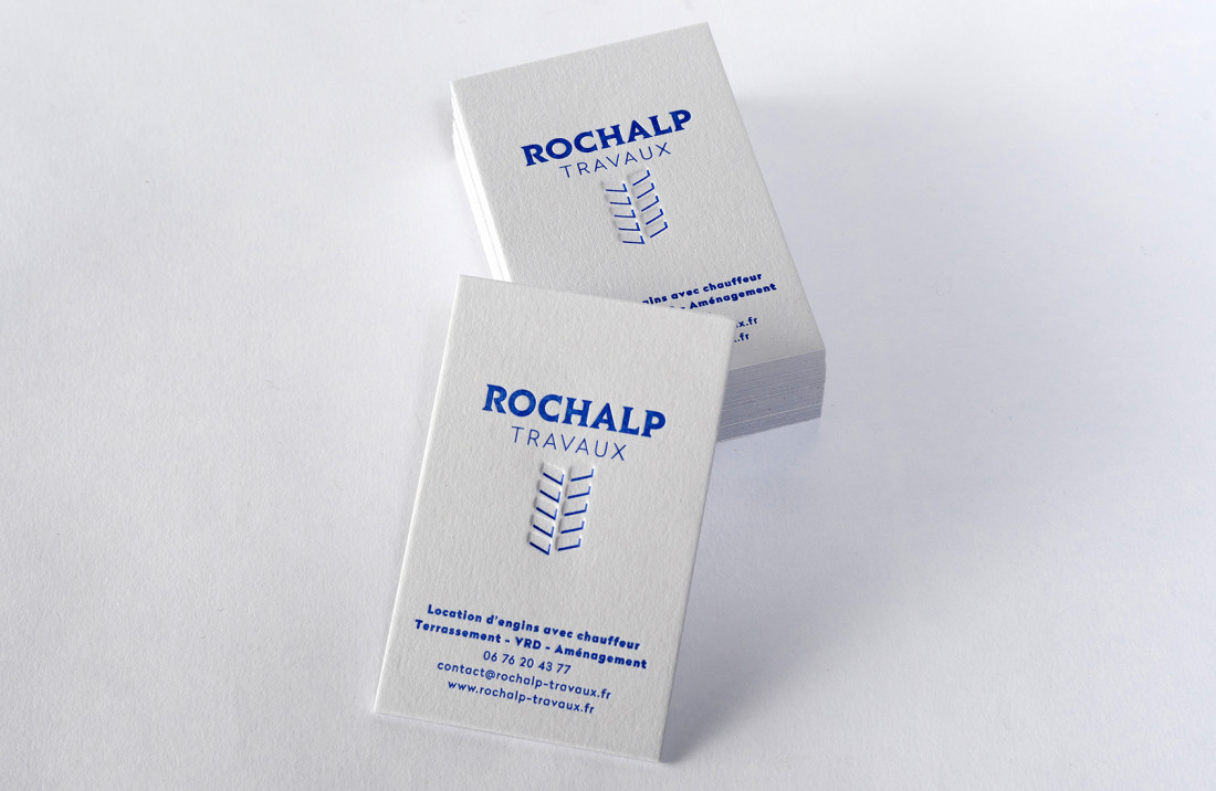 Cartes de visite letterpress imprimées pour la société ROCHALP.