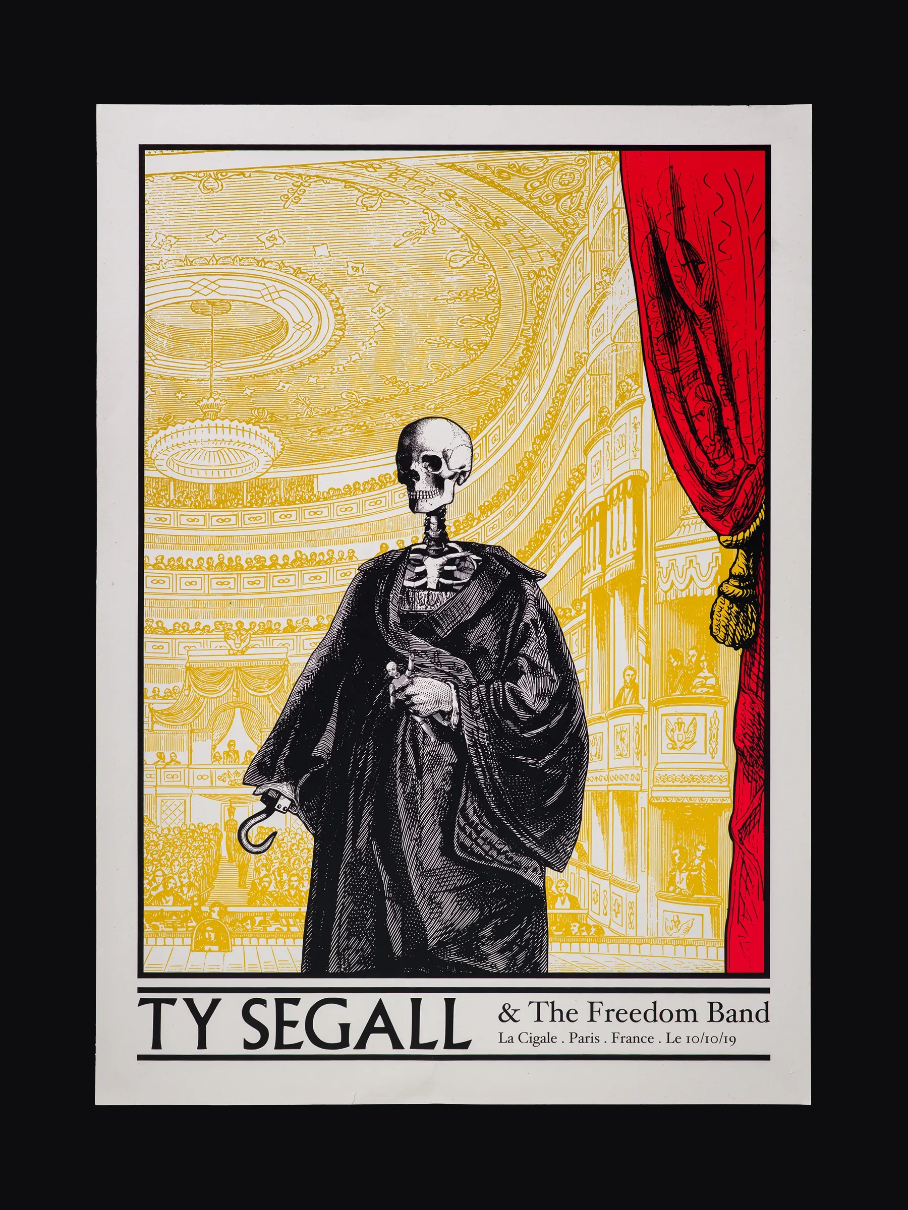 Packshot d'une estampe du diptyque "Ty Segall", réalisé par l'illustrateur Cyrille Rousseau pour le concert de Ty Segall And The Fredom Band à La Cigale à Paris le 10 Octobre 2019. Imprimé en sérigraphie par Sacrés Caractères à Lyon.