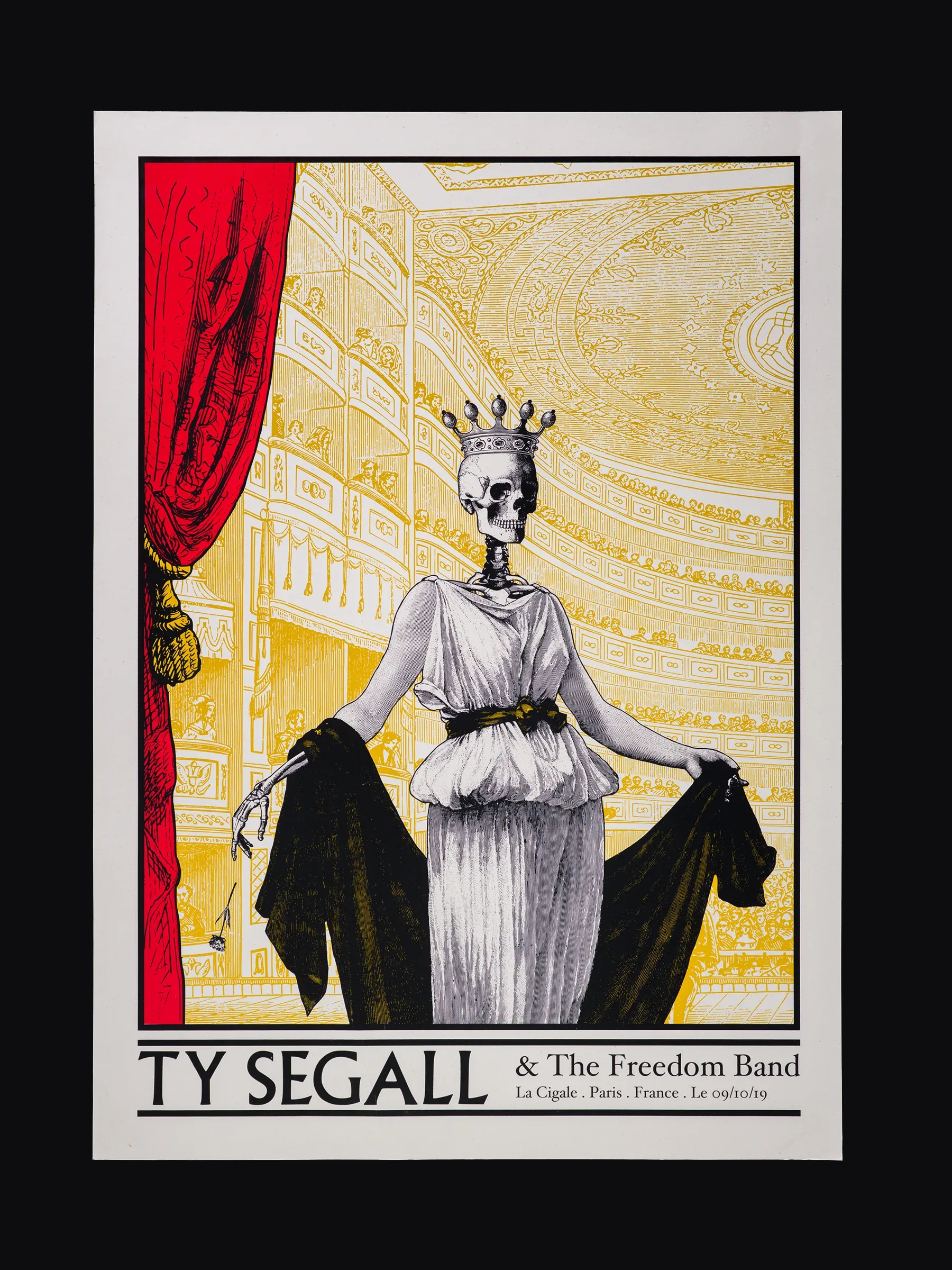 Packshot d'une estampe du diptyque "Ty Segall", réalisé par l'illustrateur Cyrille Rousseau pour le concert de Ty Segall And The Fredom Band à La Cigale à Paris le 09 Octobre 2019. Imprimé en sérigraphie par Sacrés Caractères à Lyon.